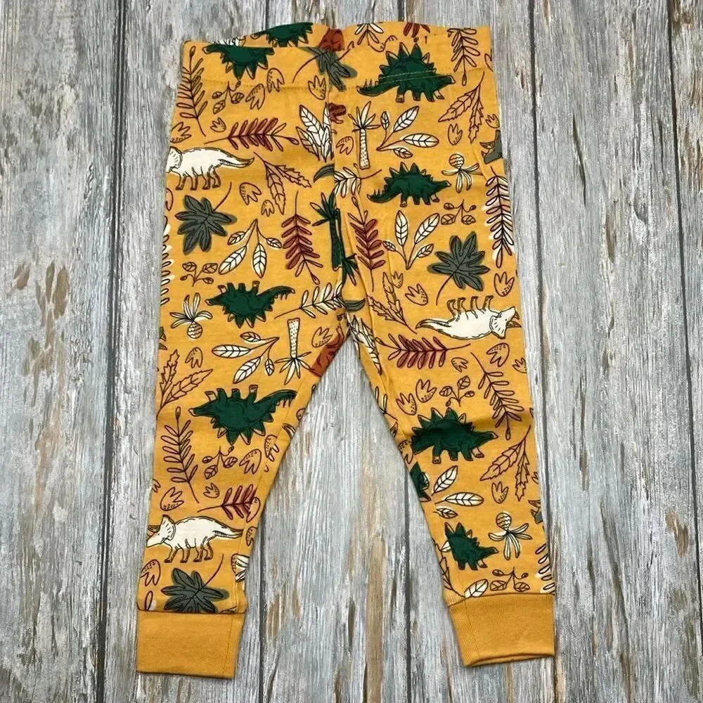 Dinosaur & Spaceship Cotton Long Sleeve Tight Fit Pajamas 2, 2-Pc Sets Size 12 M